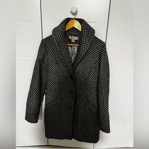 Black and White Herringbone Pea Coat